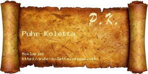 Puhr Koletta névjegykártya
